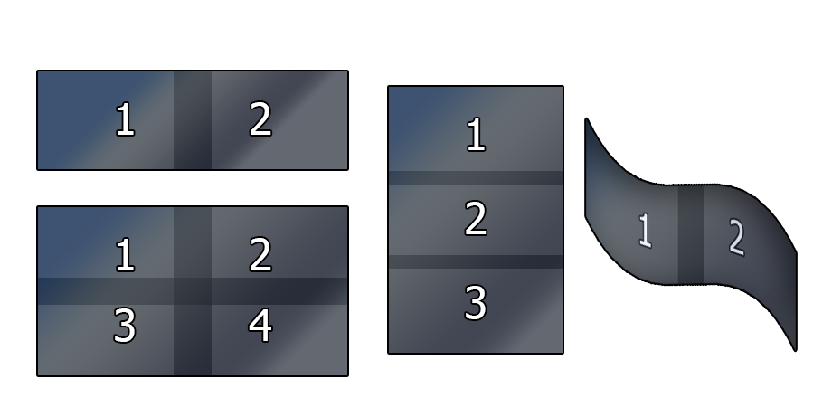 A few examples of possible projetor configurations